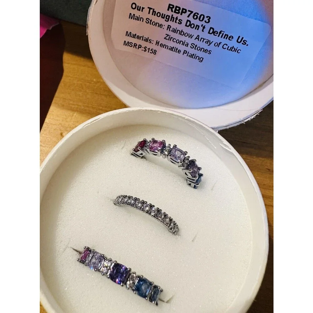 Bomb Party RBP7603 Our Thoughts Don’t Define Us Ring Size 5 Rainbow CZ MHA